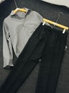 Mens Formal Grey Shirt Black Pant Combo
